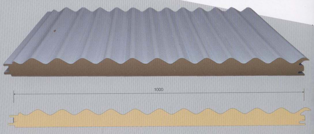 PU arc corrugated external wall panel